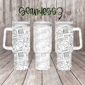 Leraar doodles full wrap ontwerp voor 40oz gegraveerde beker, digitale download, SVG, naadloos ontwerp, roterende laser, doodle SVG, commercieel gebruik