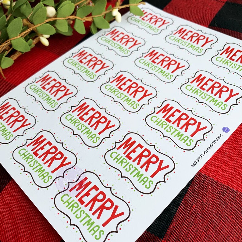 Merry Christmas Sticker Christmas Sticker Christmas Card  Etsy
