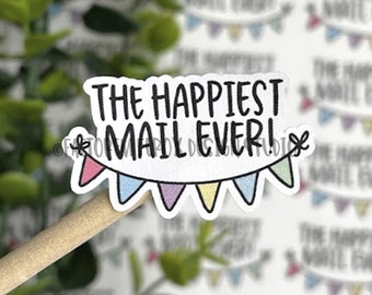 Happiest Mail Ever Pennant Sticker ©, Small Shop, Small Business, Handmade Shop, Pennant Sticker, Pennant Banner, Etsy Sticker, Snail Mail
