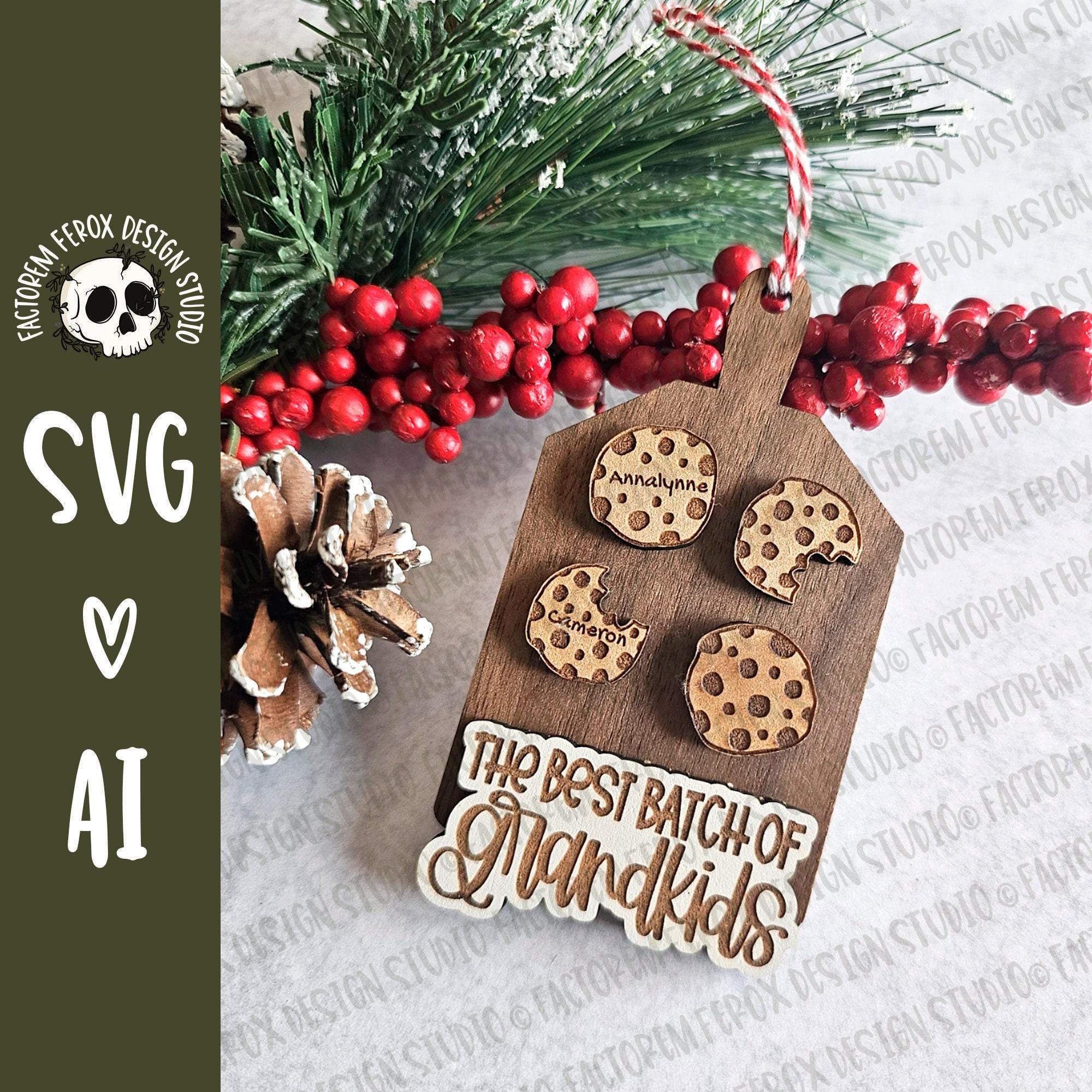 Grandkids Christmas Ornament SVG: Laser Cut Cookie Design (Commercial Use)