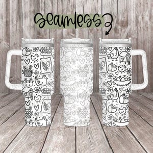 Kip doodle volledig omslag ontwerp voor 40oz gegraveerde beker, digitale download, SVG, naadloos ontwerp, roterende laser, hoeve, commercieel gebruik