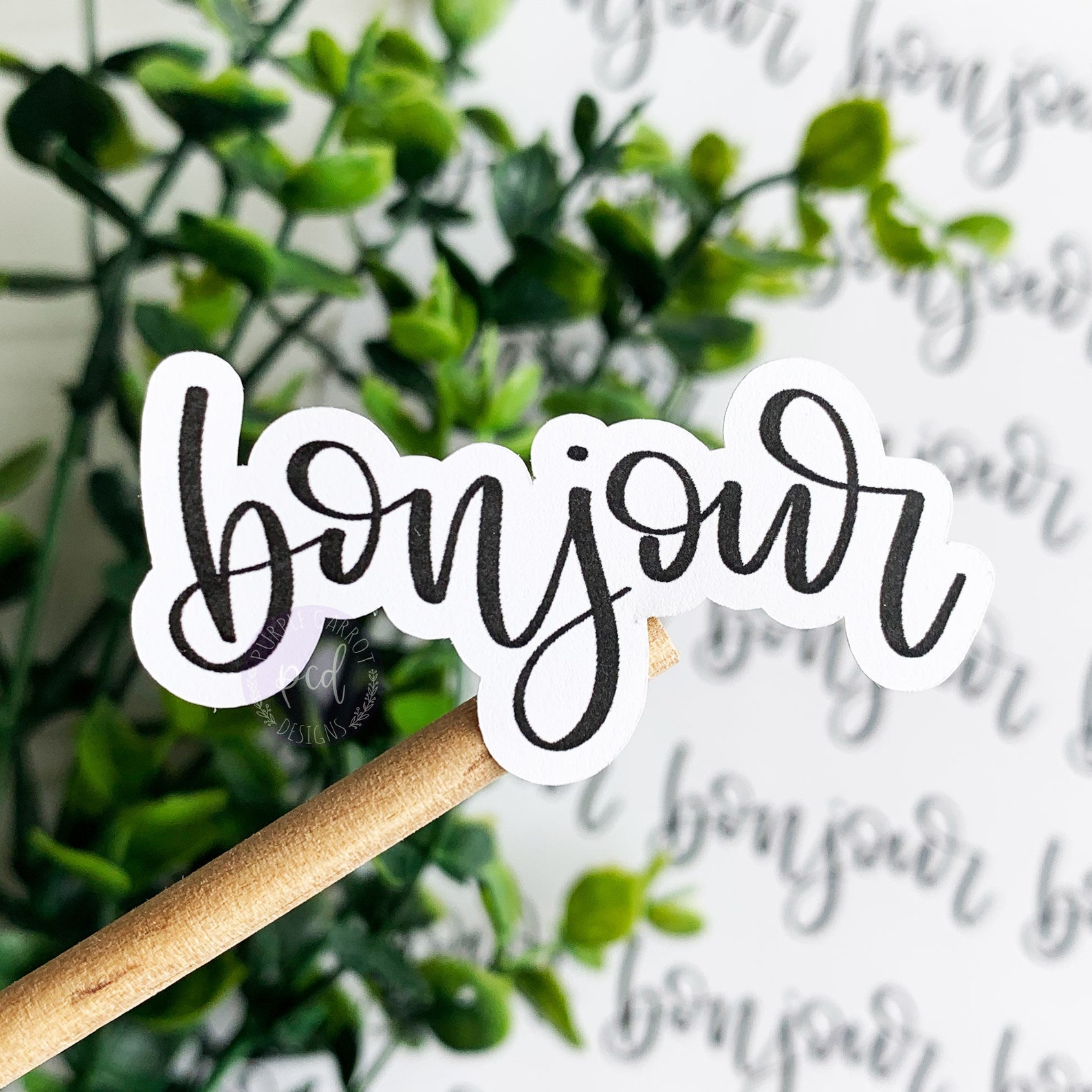 Bonjour Sticker Thank You Sticker Etsy Sticker French Etsy