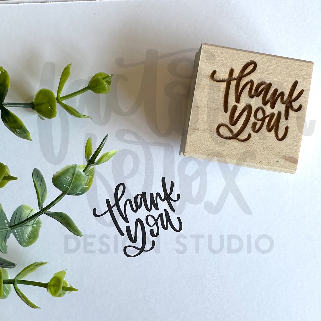 Thank You Rubber Stamp ©, Thank You Stamp, Small Stamp, Handlettered Stamp, Small Shop Stamp