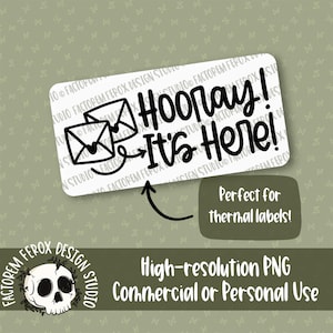 Hooray, es ist hier Aufkleber PNG-Datei © - Kommerzielle Nutzung, Verpackung, Druckbare PNG, Danke, kleiner Shop, Thermo, Small Business Aufkleber