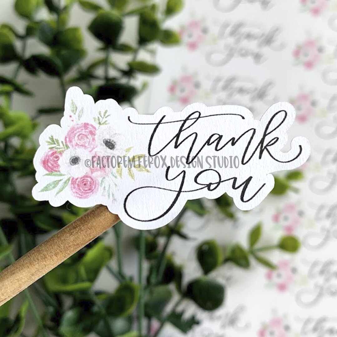 Thank You Sticker, Flower Thank You Sticker, Spring Flower Sticker ...