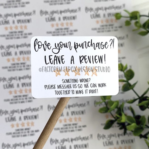 Review Reminder Sticker, Customer Review Sticker, Etsy Sticker, Small Shop Supplies, Small Business Supplies, Packaging Sticker, Five Stars