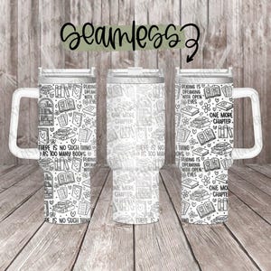 Diseño envolvente completo para vaso grabado de 40 oz SVG, diseño sin costuras, láser giratorio, Doodle SVG, uso comercial, BookTok, Bookstagram