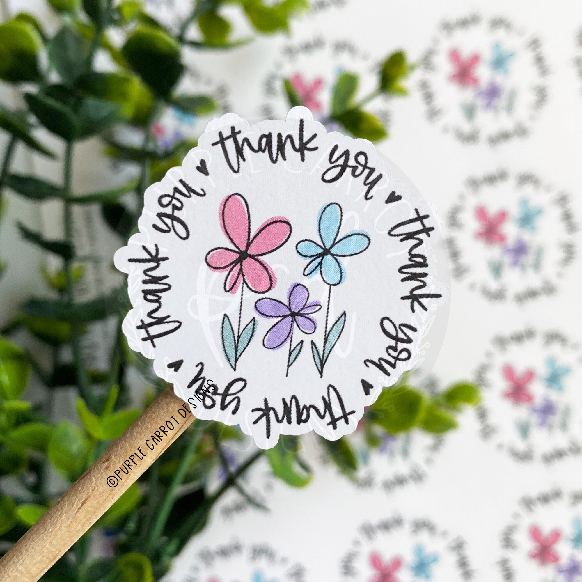 Thank You Flower Trio Sticker© Thank You Sticker Flower | Etsy