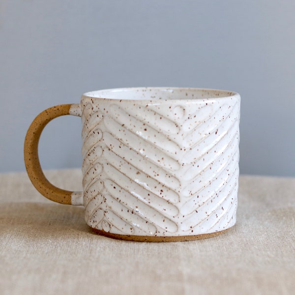 Handmade Mug w/ Hand Carved Patterns [Ready to Ship]