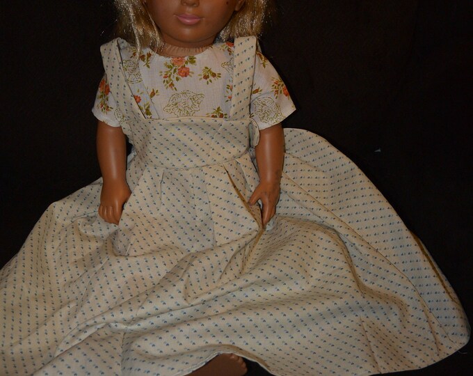 Featured listing image: Doll Clothes Homemade Doll dress fits up to 18" dolls, Vintage fabrics, unique only one  FamilyBlessingCo