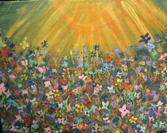 Painting, Wildflowers Acrylic painting  11 x 14