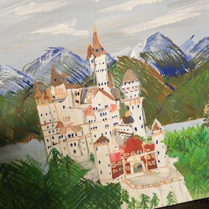 Painting, Neuschuanstein Castle in Germany  acrylic painting