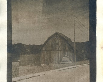 Old Barn Cyanotype toned with coffe