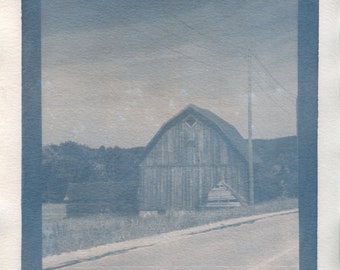 Old barn toned in green tea