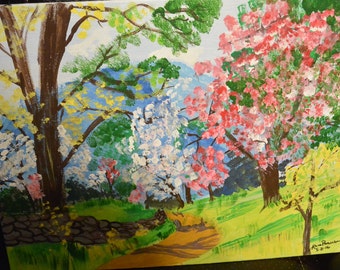Painting, Spring  acrylic painting   11 x 14