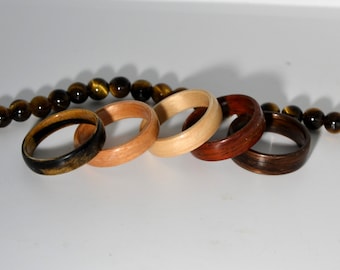 Bague en bois, alliance,anneau en bois courbé , bijoux fait à la main, Mariage, anneaux en bois courbé, acajou,érable,prunier,ébène blanc