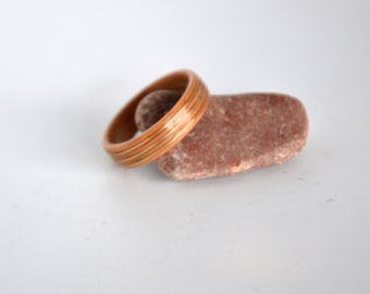 Wooden and stone ring, wedding ring, wooden ring, brass, wooden jewelry with brass, handmade jewelry, Wedding