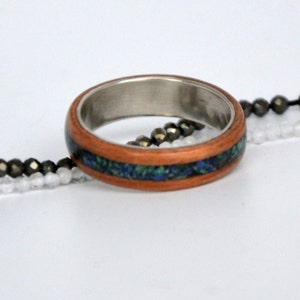Wooden and silver ring, wedding ring, wooden ring, silver jewelry with wood, handmade jewelry, ring with Mix of Stones