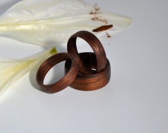 Wooden ring, wedding band, curved wooden ring, handmade jewelry, wedding, curved wooden rings, wooden wedding, etimoe ring