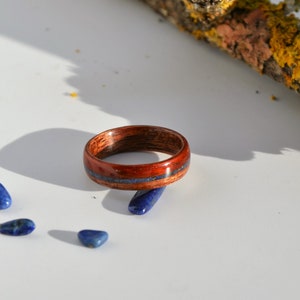 Wooden and stone ring, alliance, wooden ring, wooden jewelry and Lapis Lazurite, handmade jewelry, Wedding