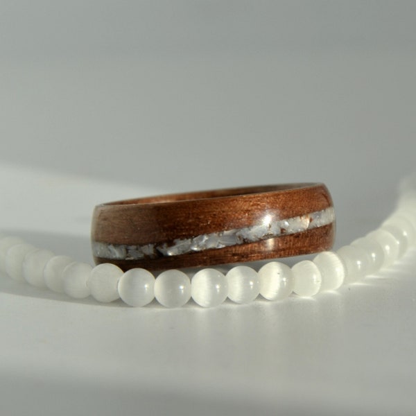 Wood and stone ring, wedding ring, wooden and moonstone ring, handmade jewelry, wedding, wooden rings