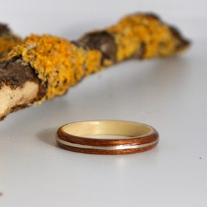 Wood and stone ring, wedding band, wood ring, silver, wood and silver jewelry, handmade jewelry, wedding, mahogany ring