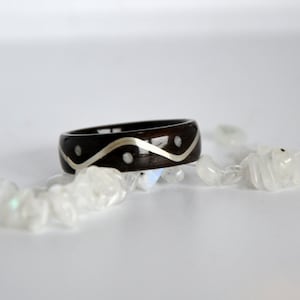 Wooden and stone ring, wedding ring, wooden ring, wooden, stone and silver jewelry, wedding, ebony ring. Greek style ring