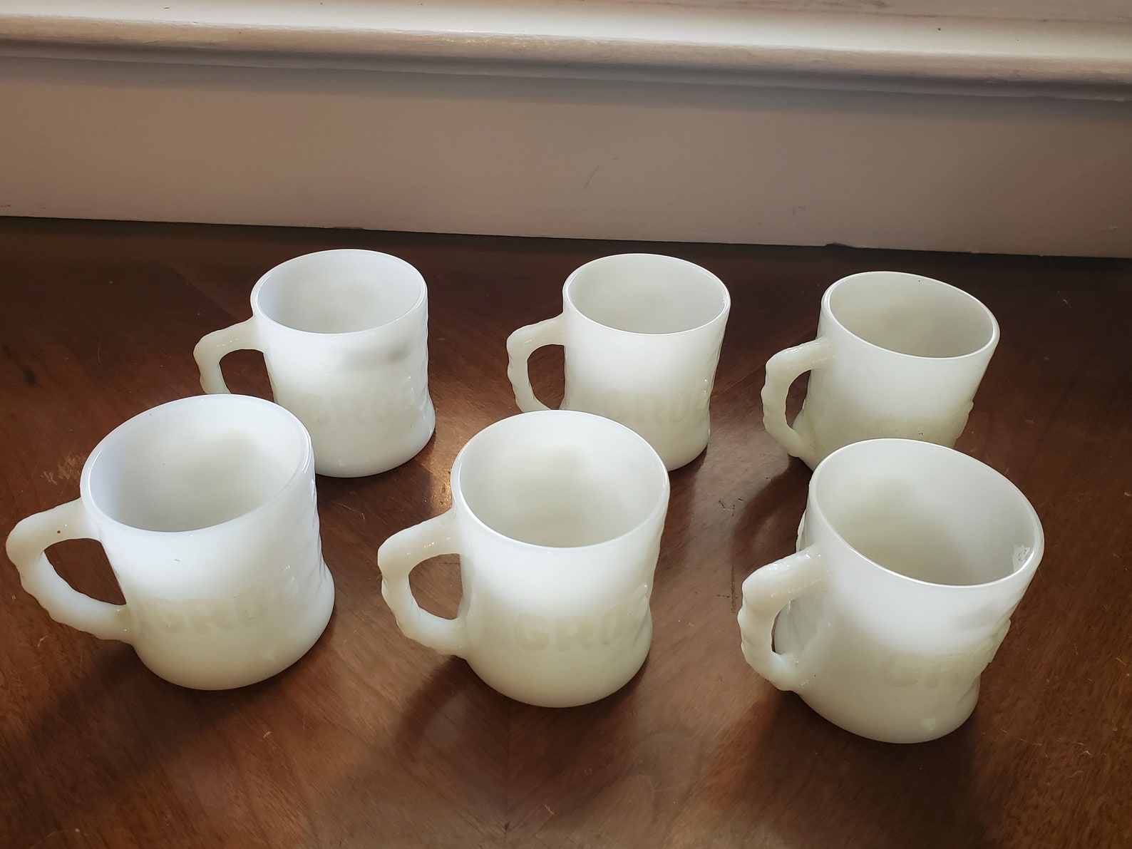 Vintage FireKing Milk Glass GROG Mugs Johnny Hart B.C. 1960s Etsy