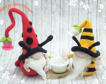 Crochet Pattern Spring Gnome Bee + Ladybug