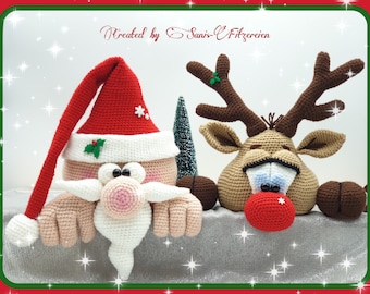 Crochet Pattern Edge-Viewer Santa Claus and Reindeer