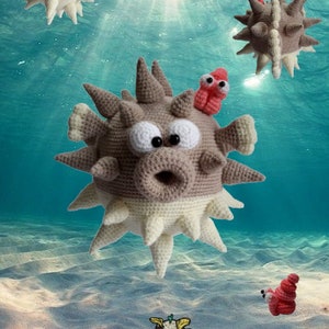 Crochet pattern porcupine fish puffi, amigurumi