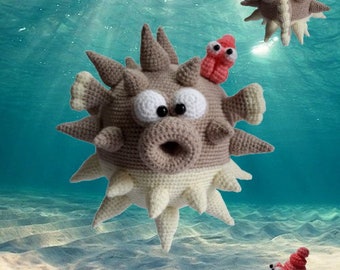 Crochet pattern porcupine fish puffi, amigurumi