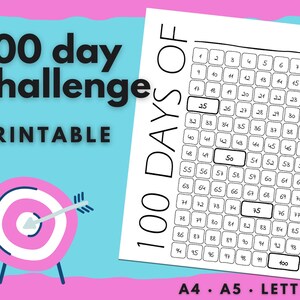100 Day HABIT TRACKER printable. Daily Goal Planner. 100 Day Challenge. Minimal habit tracker template. Goal challenge. Objective tracker