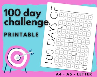100 Day HABIT TRACKER printable. Daily Goal Planner. 100 Day Challenge. Minimal habit tracker template. Goal challenge. Objective tracker