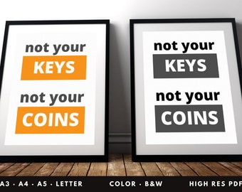 Bitcoin wall art printable 'Not your keys, Not your coins' Quote. Digital Wall Art Bitcoin poster printable. Picture print Instant download