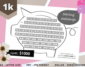 Savings tracker. Funds tracker. Kids saving tracker. Money goal challenge Printable