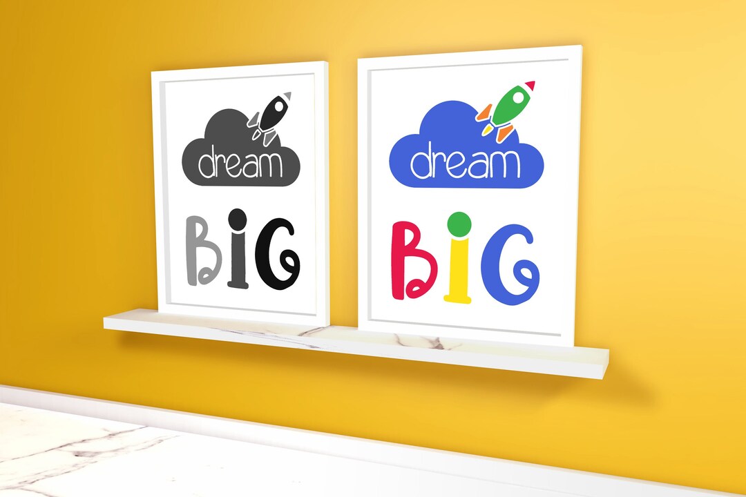 Dream Big Wall Art, Kids Playroom Print, Educational Art Printable