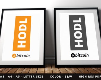 Bitcoin wall art printable. HODL Bitcoin. Digital Wall Art. Bitcoin poster printable. Wall decor BTC. Instant download