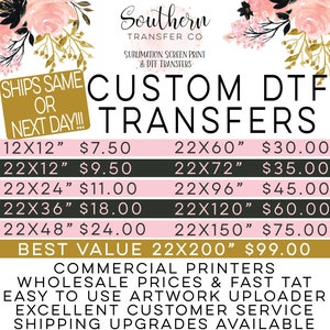 DTF Transfers, Ready To Press, Custom DTF Transfer, Custom Gang Sheet, Fast Shipping, No Weeding, Heat Press Transfer, Wholesale DTF