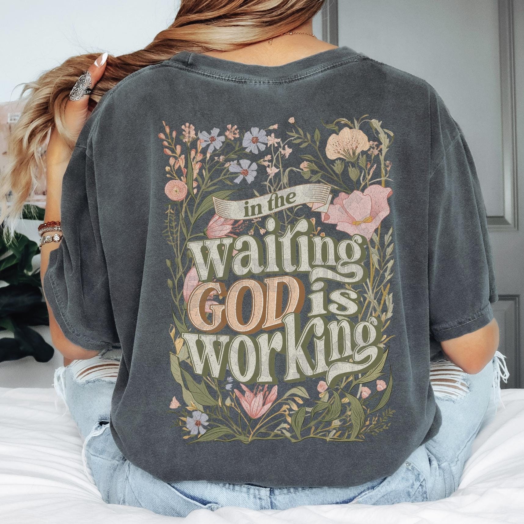 In The Waiting God Is Working DTF Transfers, Custom DTF Transfer, Heat Transfers, DTF Transfer Ready To Press, Custom Transfers, #5622