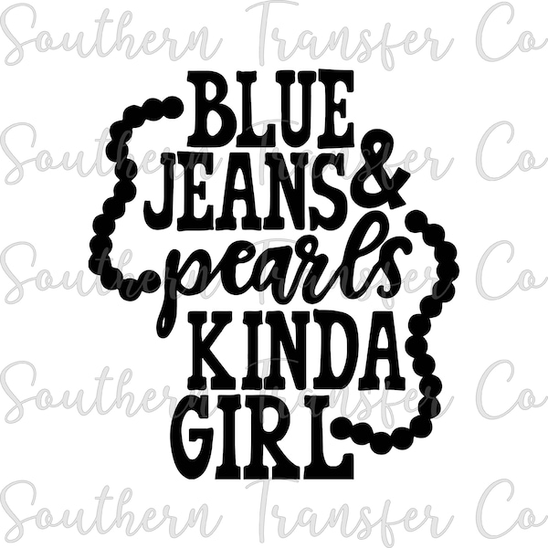 Blue Jeans and Pearls SUBLIMATION Transfer, Ready to Press SUBLIMATION Transfer, 3018