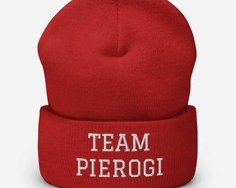 Team Pierogi Embroidered Cuffed Beanie | Polish Winter Hat