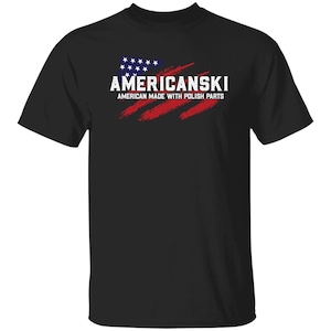 Americanski American made With Polish Parts Distressed Flag Shirt
