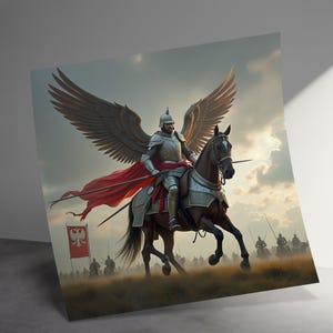 Winged Hussar Knight Art Print: Medieval Warrior on Horseback