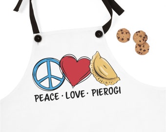 Peace Love Pierogi Poly Twill Apron