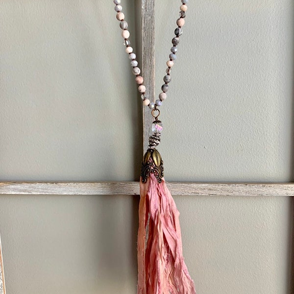 Bohemian Silk Sari Tassel Necklace