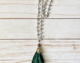 Boho Sari Silk Tassel Necklace