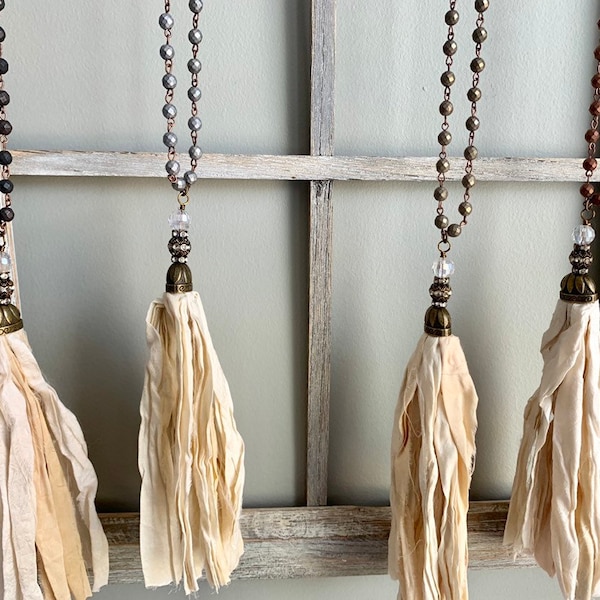 Bohemian Silk Sari Tassel Necklace