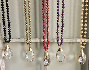 Crystal Drop Bead Necklace