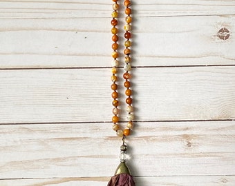 Boho Sari Silk Tassel Necklace